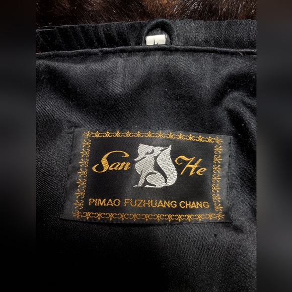 Vintage Black Fur Coat Contrast Brown Collar - Picture 8 of 10